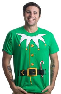 Santa’s Elf Costume | Jumbo Print Novelty Christmas Holiday Humor Unisex T-Shirt-Adult,L Green