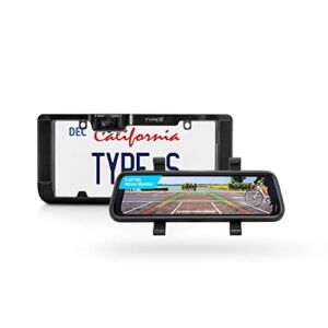 TYPE S | Portable Car License Plate Backup Camera Bluetooth Mirror with Solar Powered, Rearview Mirror, Split-Screen, Wireless Button Control, Extra Wide 160°, View in 720P for Truck, Car, SUV, Camper