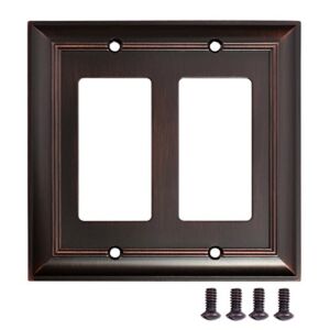 Amazon Basics Double Gang Light Switch Wall Plate, Oil Rubbed Bronze, Set of 2