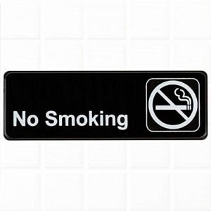 No Smoking Sign – Black and White, 9 x 3-inches No Smoking Sign for Door/Wall, Restaurant Compliance Signs by Tezzorio
