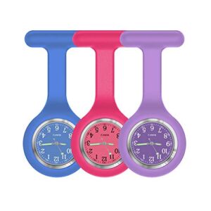 Nurse Watch,Nurse Fob Watch,Nursing Watch,Clip Watch,Lapel Watch,Nurse Fob Watch with Second Hand,Clip on Nursing Watch (Blue Pink Purple)
