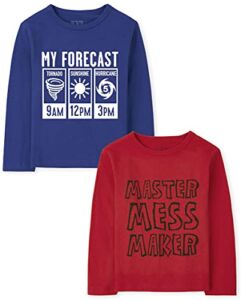 The Children’s Place baby boys and Toddler Long Sleeve Graphic T- 2-pack T Shirt, Weather/Mess, 18-24 Months US