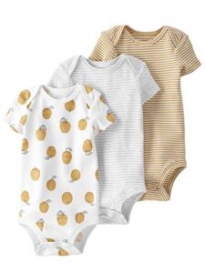 Little Planet by Carter’s Baby 3-Pack Organic Cotton Short-Sleeve Rib Bodysuits, Golden Orchard, Newborn US