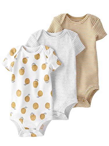 Little Planet by Carter’s Baby 3-Pack Organic Cotton Short-Sleeve Rib Bodysuits, Golden Orchard, Newborn US | The Storepaperoomates Retail Market - Fast Affordable Shopping