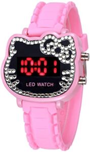 Fashion Womens Dress Outdoor Sports Electric Watch Pink Silicone Strap Quartz Watch Led Digital Display (Pink)