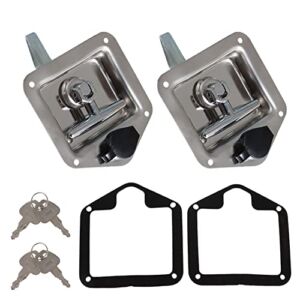 elfinrm 2Pcs Trailer Door Latch T-Handle Lock Highly Polished Stainless Steel Keys with Gasket Replacement for RV Camper Truck Toolbox