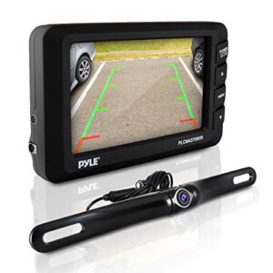 Wireless Rear View Backup Camera – Car Parking Rearview Monitor System and Reverse Safety w/Distance Scale Lines, Waterproof, Night Vision, 4.3” LCD Screen, Video Color Display for Vehicles – Pyle