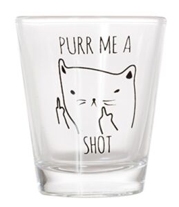 Purr Me a Shot – Funny Cat Gifts, Cat Shot Glass, Funny Middle Finger Cat Shotglass (1)