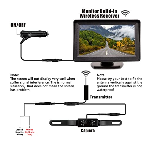 Backup Camera with TFT LCD Color Monitor Kit Car HD Reverse Camera for Car Truck Pickup SUV Waterproof 12V 4.3 inch LED Night Vision Wireless Bamnnycetus | The Storepaperoomates Retail Market - Fast Affordable Shopping