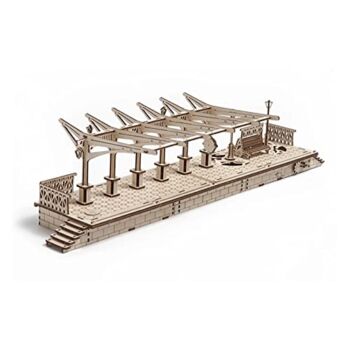 Railway Platform by Ugears: Self Propelled Modular Mechanical Model, 3D Wooden Puzzle for Self Assembly Without Glue, Brainteaser for Kids, Teens and Adults | The Storepaperoomates Retail Market - Fast Affordable Shopping