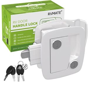 RV Entry Door Lock, RVMATE Door Latch for Trailer and Camper, Zinc Alloy Structure with Deadbolt, Comes w/ Installation Accessories, Great Aftermarket Replacement