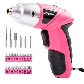 Hi-Spec 27 Piece Pink 4.8V Electric Cordless Power Screwdriver & Bit Set. Lightweight & Easy to Use Rechargeable Battery Screwdriving for the Home & Office | The Storepaperoomates Retail Market - Fast Affordable Shopping