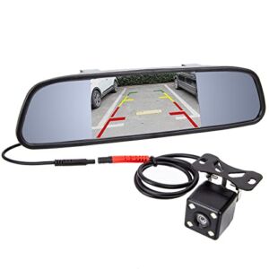 Yasoca Backup Camera and Monitor Kit 4.3″ Car Vehicle Rearview Mirror Monitor for DVD/VCR/Car Reverse Camera Waterproof Car Rear View Camera