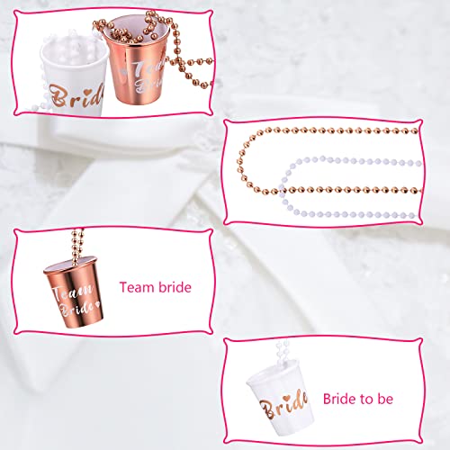 12 Packs Team Bride and Bride Shot Necklace Glass Bachelorette Party Decorations Bridesmaid Gifts Gold Foil Bachelorette Party Necklace Shot Glasses with Beads Chain for Wedding Party (Rose Gold) | The Storepaperoomates Retail Market - Fast Affordable Shopping