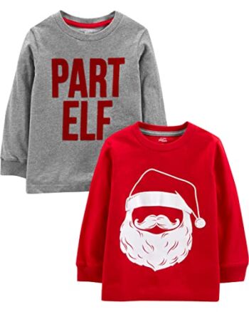 Simple Joys by Carter’s Baby Boys’ Christmas Long-Sleeve Tees, Santa/Part Elf, 18 Months | The Storepaperoomates Retail Market - Fast Affordable Shopping