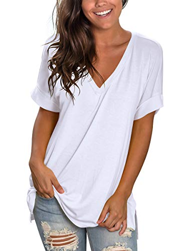 SAMPEEL Womans Short Sleeve Tunic Tops Summer Cute Casual Summer T Shirts Leggings White XL | The Storepaperoomates Retail Market - Fast Affordable Shopping