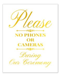 Unplugged Wedding Decorations No Cell Phones Or Cameras Gold Foil Print Ceremony Signage Be Present Unframed Wall Art Poster