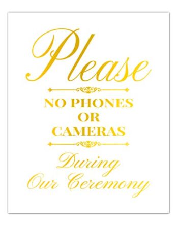 Unplugged Wedding Decorations No Cell Phones Or Cameras Gold Foil Print Ceremony Signage Be Present Unframed Wall Art Poster | The Storepaperoomates Retail Market - Fast Affordable Shopping