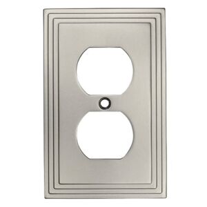 Cosmas 25026-SN Satin Nickel Single Duplex Electrical Outlet Wall Plate/Cover