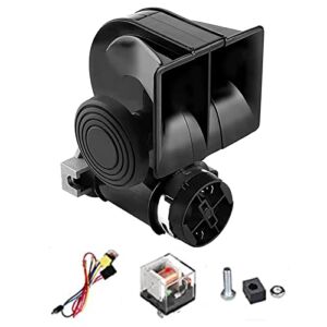 HK Train Air Horn with Compressor, 12V 150DB Snail Electric Car Horn with Automotive Relay and Wiring Harness for Any 12V Vehicles Trucks Motorcycle,Black