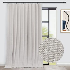 INOVADAY Thermal Sliding Door Curtains 100% Blackout Extra Wide Patio Door Curtains Linen Textured Farmhouse Sliding Glass Door Curtain Drapes (W100 x L84, 1 Panel, Beige)