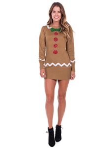 Tipsy Elves Women’s Gingerbread Sweater Dress – Brown Ugly Christmas Sweater Dress: Medium