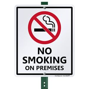 SmartSign “No Smoking on Premises” LawnBoss® Sign | 10″ x 12″ Aluminum Sign With 3′ Stake