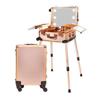 Jula Vance Medium Makeup Train Case with 3-Code Password Safe Lock & Full Screen Lighted Mirror & 3 Light Colors Travel Cosmetic Organizer Box, Professional Artist Trolley Studio Free Standing Case | The Storepaperoomates Retail Market - Fast Affordable Shopping