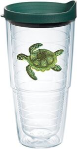 Tervis Green Turtle Tumbler with Emblem and Hunter Green Lid 24oz, Clear