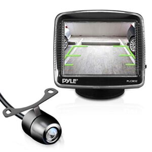 Pyle Backup Car Camera Rearview Monitor System – Parking and Reverse Assist w/ Waterproof and Night Vision Abilities, 3.5″ Monitor Display Screen, Wide Angle Lens & Distance Scale Lines – (PLCM32)