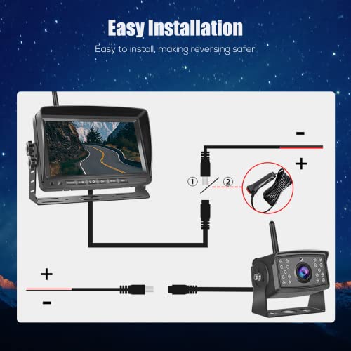 HD Digital Wireless Backup Camera Kit 7” Monitor with Split Screen Sunshade Support LED Signal Cameras IP69 Waterproof IR Night Vision Light Loop Recording for Bus/RV/Truck/Trailer/Motorhome/Boat | The Storepaperoomates Retail Market - Fast Affordable Shopping