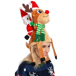 JOYIN Christmas Reindeer Hat Santa Riding a Reindeer for Cute and Festive Christmas Party Dress Up Celebrations, Decorations, Costume Accessories