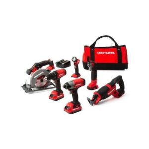 CRAFTSMAN CMCK600D2 V20 6-Tool 20-Volt Max Power Tool Combo Kit with Soft Case (Charger Included and 2-Batteries Included)