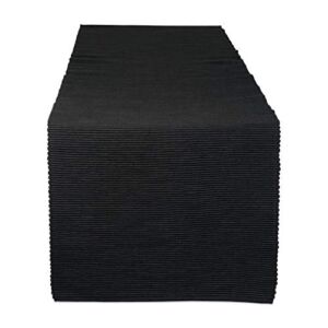 DII Basic Everyday Ribbed Tabletop Collection 100% Cotton, Table Runner, 13×72, Black