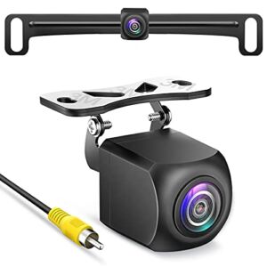 HD Backup Camera,Metal Housing 170 Degree Wide View Angle License Plate Rear View Camera for Car,Clear Night Vision IP69 Waterproof Rearview Camera Universal Reverse Cam Kit for Vehicle SUV RV Pickup