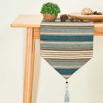 Top Finel Table Runner 108 inches Long，Striped Boho Table Runner with Tassels,Table Runner Farmhouse Style for Holiday Birthday Party Dining Decorations, Teal | The Storepaperoomates Retail Market - Fast Affordable Shopping