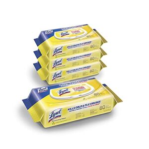 Lysol Disinfectant Handi-Pack Wipes, Multi-Surface Antibacterial Cleaning Wipes, For Disinfecting and Cleaning, Lemon and Lime Blossom, 320 Count (Pack of 4)