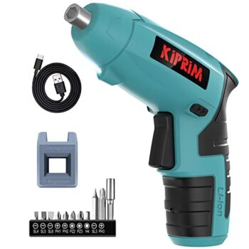 Small 4V Electric Screwdriver,Kiprim ES3 Cordless Screwdriver Tool with Rechargeable Battery,LED Front Light & Power Display Light for Home DIY | The Storepaperoomates Retail Market - Fast Affordable Shopping