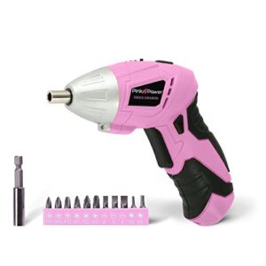 Pink Power 3.6V Cordless Electric Screwdriver Rechargeable Electronic Mini Automatic Gyroscopic Screw Gun Kit for Home – Pink Tool Set with Battery Indicator LED Light & Bit Set – Pink Tools for Women