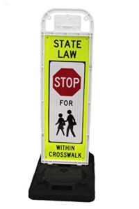 STOP FOR PEDESTRIANS Crossing Sign for School Zone/Crosswalks – U-Frame & 32lb U-Base(Sign and base ship separately)