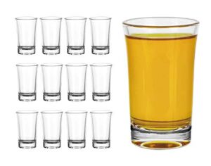 Clear Shot Glasses – Set of 12 – 1.5 Ounce – Heavy Base Round Shooter Glass Set