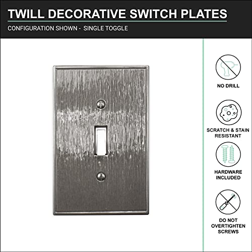 QDÉCOR Double Rocker Light Switch Plate, Electrical Wall Plate 2 Gang Double Decorator Switch Cover, Decorative Twill Texture, Brushed Nickel Finish | The Storepaperoomates Retail Market - Fast Affordable Shopping