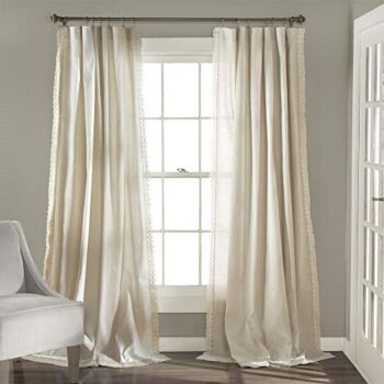 Lush Decor Rosalie Window Curtains Farmhouse, Rustic Style Panel Set for Living, Dining Room, Bedroom (Pair), L-84″ x W-54″, Ivory | The Storepaperoomates Retail Market - Fast Affordable Shopping