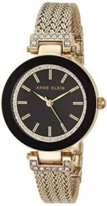 Anne Klein Women’s Premium Crystal-Accented Watch with Gold-Tone Mesh Bracelet