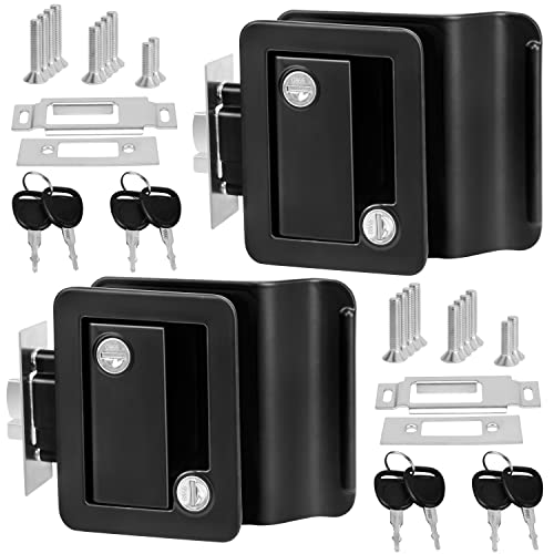 RV Door Locks for Travel Trailers, 2 Pack Black Camper Door Lock, Travel Trailer Door Latch, Zinc Alloy RV Camper Entry Door Lock Replacement Kit for Camper Horse Trailer Cargo Hauler | The Storepaperoomates Retail Market - Fast Affordable Shopping