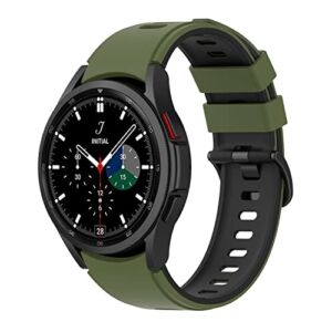 VeveXiao Sports Strap Compatible with Samsung Galaxy Watch 5 pro /Watch 4 Classic 42mm/46mm band , No Gaps Soft Silicone Replacement Straps for Galaxy Watch 5/4 40mm/44mm WristBand (Army Green Black)