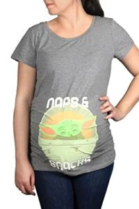 STAR WARS Mandalorian Child Nap Snacks Baby Yoda Maternity Shirt T-Shirt for Women Graphic Tshirt (Charcoal Heather, X-Large)