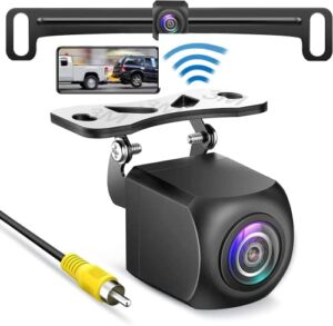 WiFi Wireless Backup Camera, Strong Signal WiFi for iPhone and Android 170° Wide View Angle License Plate Rear View Camera, Clear Night Vision Waterproof Universal Reverse Cam Kit for SUV RV Pickup