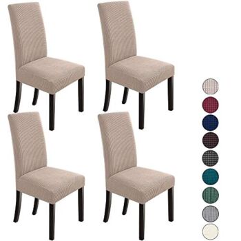 NORTHERN BROTHERS Dining Chair Covers Stretch Chair Covers Parsons Chair Slipcover Chair Covers for Dining Room Set of 4, Khaki | The Storepaperoomates Retail Market - Fast Affordable Shopping