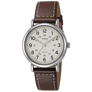 Timex Men’s TW2R42400 Weekender 40mm Brown/Cream Two-Piece Leather Strap Watch